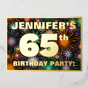 Invitation En Aluminium Fête des 65 ans — Feu d'artifice coloré et amusant