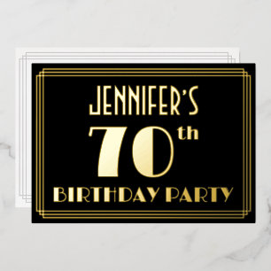 Invitation En Aluminium Fête des 70 ans : Décoration Art Déco “70” avec no
