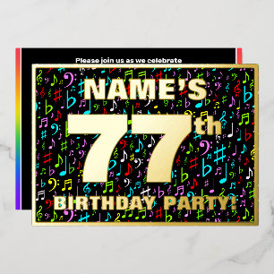 Invitation En Aluminium Fête des 77 ans — Symboles musicaux amusants et co