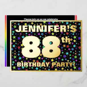 Invitation En Aluminium Fête des 88 ans — motif d'étoiles amusantes et col