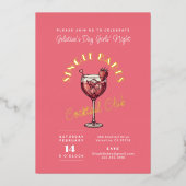 Invitation En Aluminium Fête des célibataires Saint-Valentin Cocktail Rose (Recto)