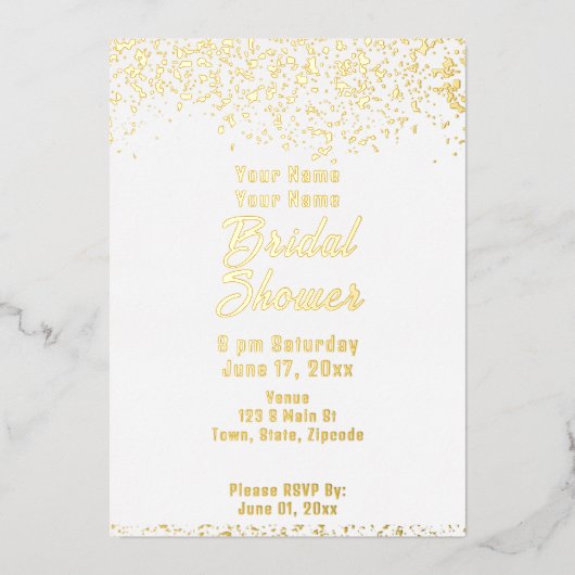 Invitation En Aluminium Fête des mariées à huile blanche et or (Recto)