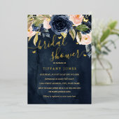 Invitation En Aluminium Fête des mariées à papillon bleu marine (Debout devant)