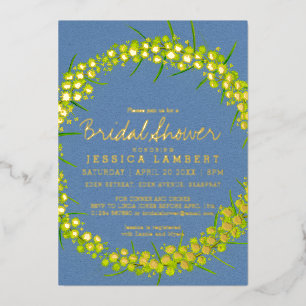 Invitation En Aluminium Fête des mariées Acacia fleurs d'art jaune