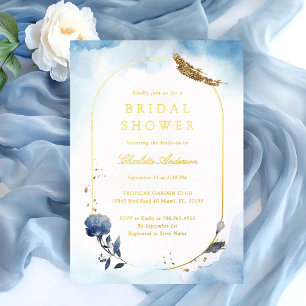 Invitation En Aluminium Fête des mariées bleu aquarelle