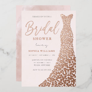 Invitation En Aluminium Fête des mariées Blush & Rose Gold Gown