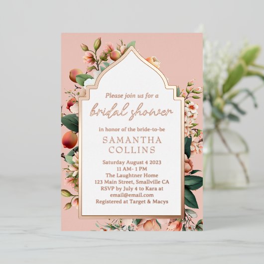 Invitation En Aluminium Fête des mariées botanique de la Pêche du Sud (Debout devant)