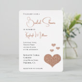 Invitation En Aluminium Fête des mariées cardiaque des diamants de Glam (Debout devant)