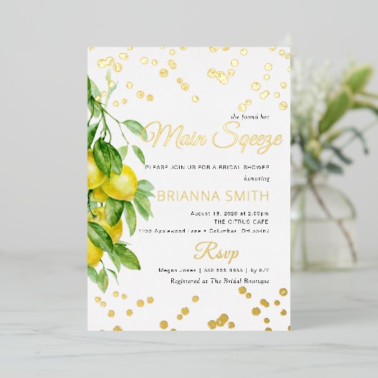 Invitation En Aluminium Fête des mariées citron à huile (Debout devant)
