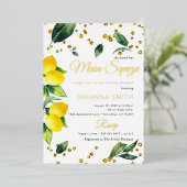 Invitation En Aluminium Fête des mariées citron réelle (Debout devant)