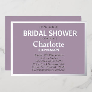 Invitation En Aluminium Fête des mariées classique moderne Lavender