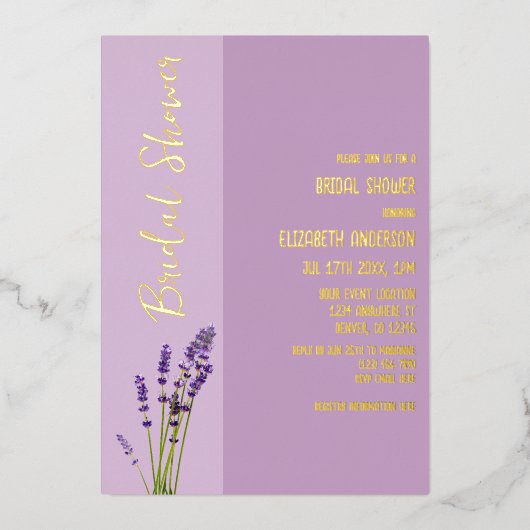 Invitation En Aluminium Fête des mariées d'amour Lavender (Recto)