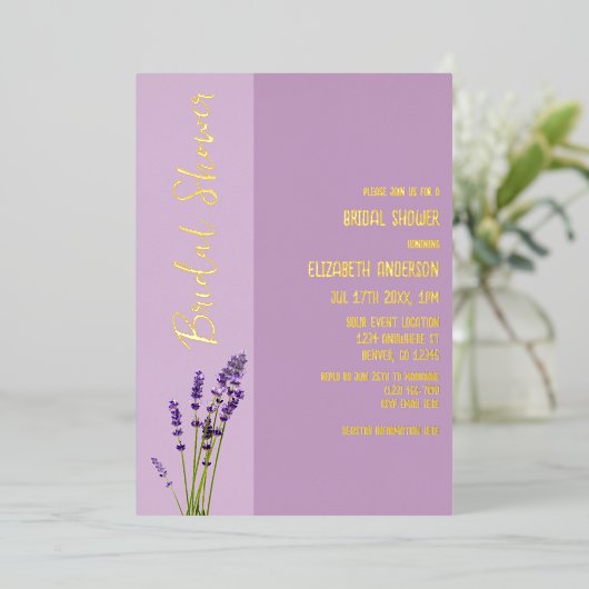 Invitation En Aluminium Fête des mariées d'amour Lavender (Debout devant)