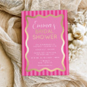 Invitation En Aluminium Fête des mariées de bande rose-chaud Wave