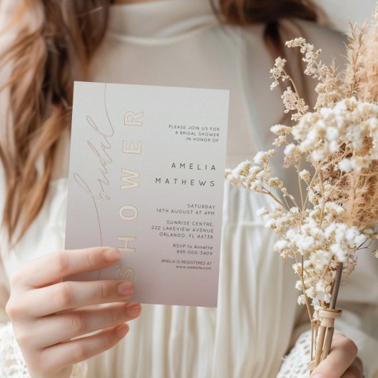 Invitation En Aluminium Fête des mariées de calligraphie or Rose chic