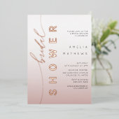 Invitation En Aluminium Fête des mariées de calligraphie or Rose chic (Debout devant)