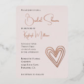 Invitation En Aluminium Fête des mariées de coeur romantique rose pâle (Recto)