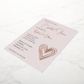 Invitation En Aluminium Fête des mariées de coeur romantique rose pâle (Rotation)