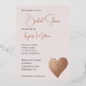 Invitation En Aluminium Fête des mariées de coeur rose pâle (Recto)