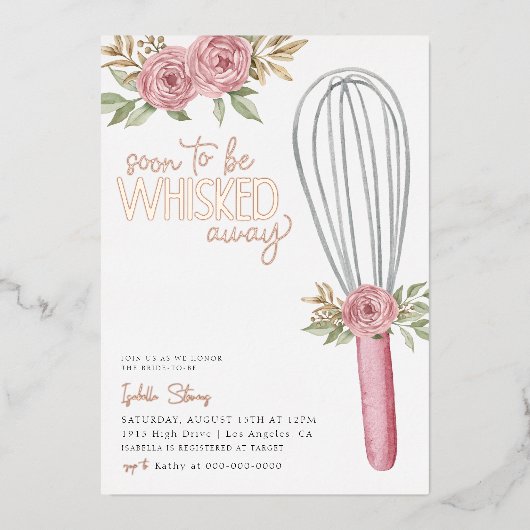 Invitation En Aluminium Fête des mariées de cuisson Whisking Away (Recto)