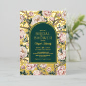 Invitation En Aluminium Fête des mariées de fleurs chinoiserie en or foncé (Debout devant)