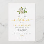 Invitation En Aluminium Fête des mariées de fleurs dorées (Recto)