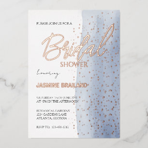 Invitation En Aluminium Fête des mariées de lavage à l'aquarelle bleue