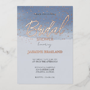 Invitation En Aluminium Fête des mariées de lavage à l'aquarelle bleue