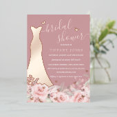 Invitation En Aluminium Fête des mariées de robe Rose flush (Debout devant)