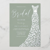 Invitation En Aluminium Fête des mariées d'élégance Sage & Silver (Recto)