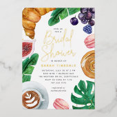 Invitation En Aluminium Fête des mariées d'été tropicale Brunch Gold (Recto)