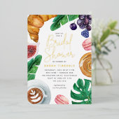 Invitation En Aluminium Fête des mariées d'été tropicale Brunch Gold (Debout devant)