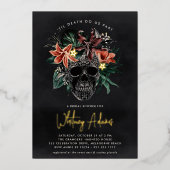 Invitation En Aluminium Fête des mariées d'Halloween florale tropicale (Recto)