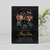 Invitation En Aluminium Fête des mariées d'Halloween florale tropicale (Debout devant)