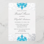 Invitation En Aluminium Fête des mariées d'hiver Silver Blue Snowflake (Recto)