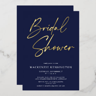 Invitation En Aluminium Fête des mariées en or bleu marine