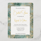 Invitation En Aluminium Fête des mariées Feuille Tropical Gold Vert (Recto)