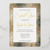 Invitation En Aluminium Fête des mariées Feuille Tropical Green Gold (Recto)