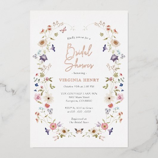 Invitation En Aluminium Fête des mariées florale (Recto)