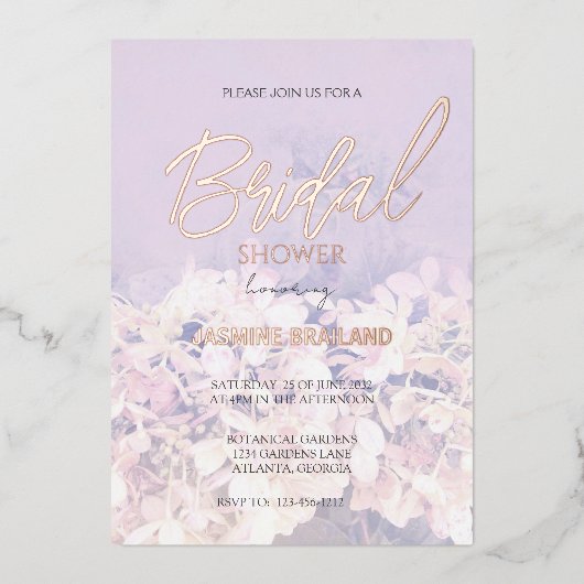 Invitation En Aluminium Fête des mariées Florale Hydrangea (Recto)