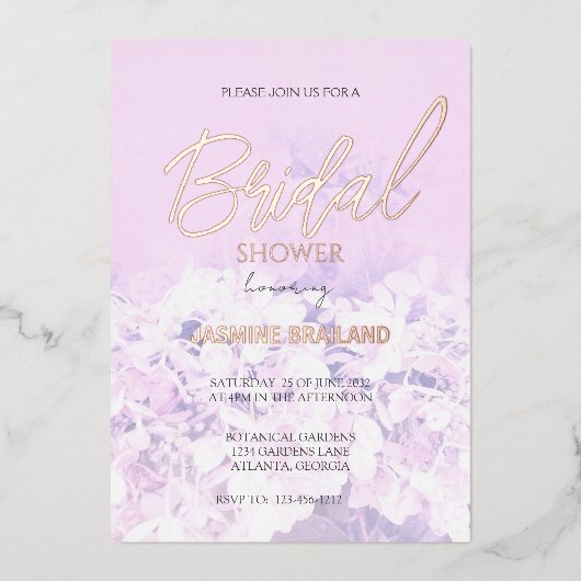 Invitation En Aluminium Fête des mariées Florale Hydrangea (Recto)