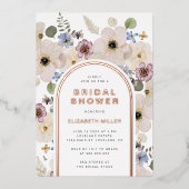 Invitation En Aluminium Fête des mariées florale moderne (Recto)