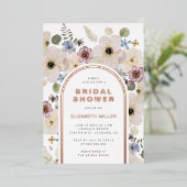 Invitation En Aluminium Fête des mariées florale moderne (Debout devant)