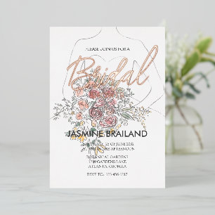 Invitation En Aluminium Fête des mariées Florale moderne or