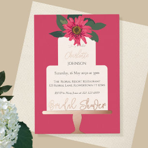 Invitation En Aluminium Fête des mariées florale moderne or