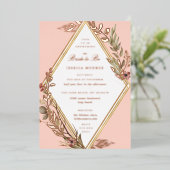 Invitation En Aluminium Fête des mariées florale romantique diamant (Debout devant)