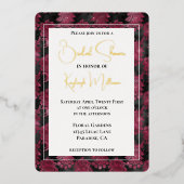 Invitation En Aluminium Fête des mariées florale rouge bordeaux (Recto)