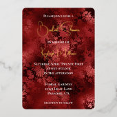 Invitation En Aluminium Fête des mariées florale rouge de Bourgogne (Recto)