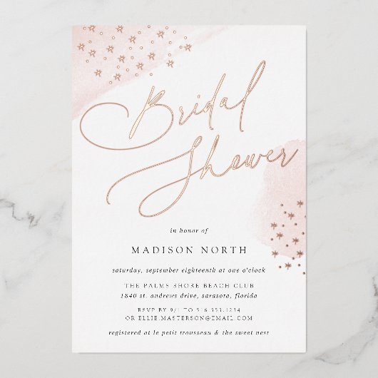 Invitation En Aluminium Fête des mariées Golden Stars (Recto)