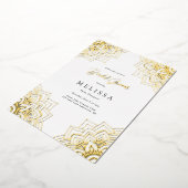 Invitation En Aluminium Fête des mariées Mandala Gold Delicate blanche (Rotation)